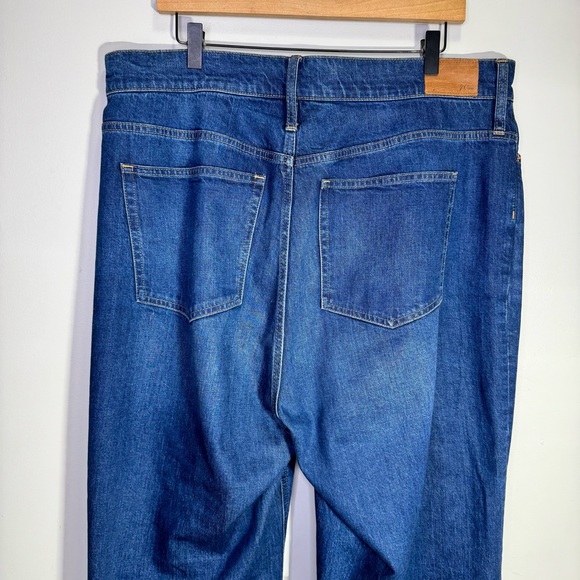 J. Crew Denim Trouser in Wesly Wash Size 34 = Size 18 Wide Leg Jeans - Picture 8 of 15